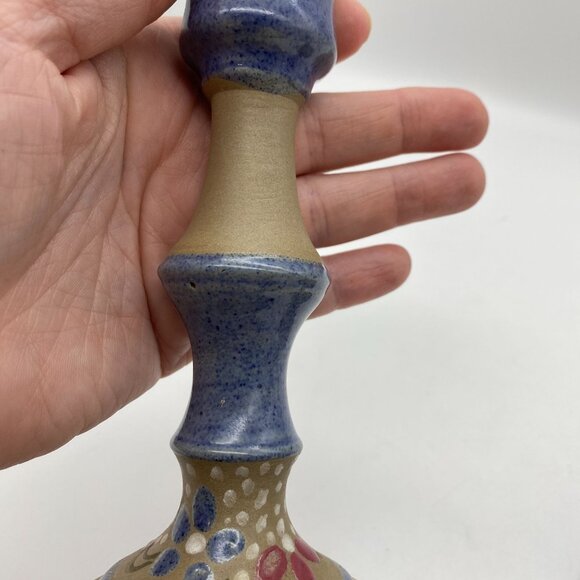 Studio Pottery Taper candlestick holders stoneware Signed Ballard country chic - Picture 11 of 11